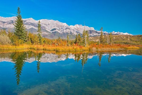 Canada-Alberta-Jasper National Park Reflections in Talbot Lake